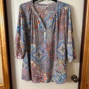 {Plus Size} Spense Women's Blouse~ Size 2X~ Colorful Pattern (A3)